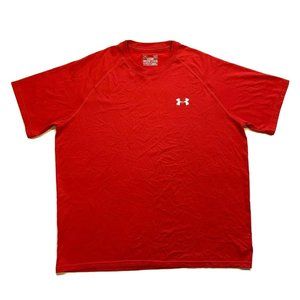 Under Armour HeatGear Athletic Top T Shirt Mens Large Short Sleeve Loose Gym Red